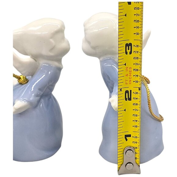 Vintage Kissing Angel Glazed Ornament Set Porcelain Figurine Original Box - Picture 7 of 11